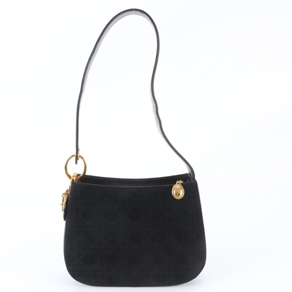 Christian Dior Cannage Leather Shoulder Bag Handbag Black Women's